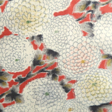 Load image into Gallery viewer, Haori Jacket Vintage(1920-1950) Red Gray Meisen Chrysanthemum Silk #11044A3
