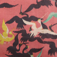 Load image into Gallery viewer, Kimono Vintage(1920-1950) Red Crane Birds Meisen Silk #9672J3
