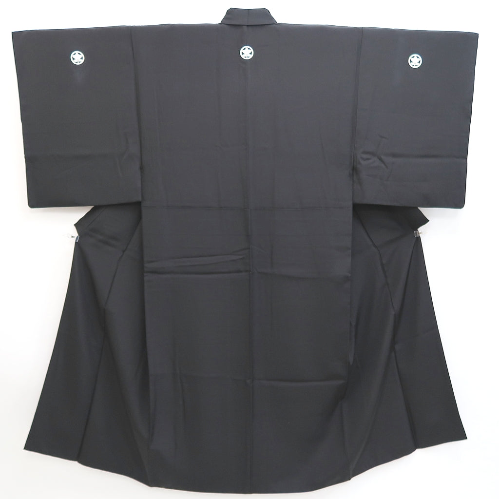 Men's Kimono Vintage(1950-1980) Black Montsuki Habutae Silk #9974C2