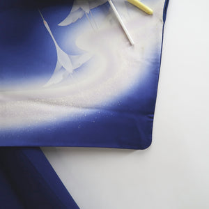 Kimono Blue Crane Birds Silk #10246E3