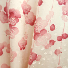 Load image into Gallery viewer, Kimono Pearl white Plum blossom Silk #10524B2
