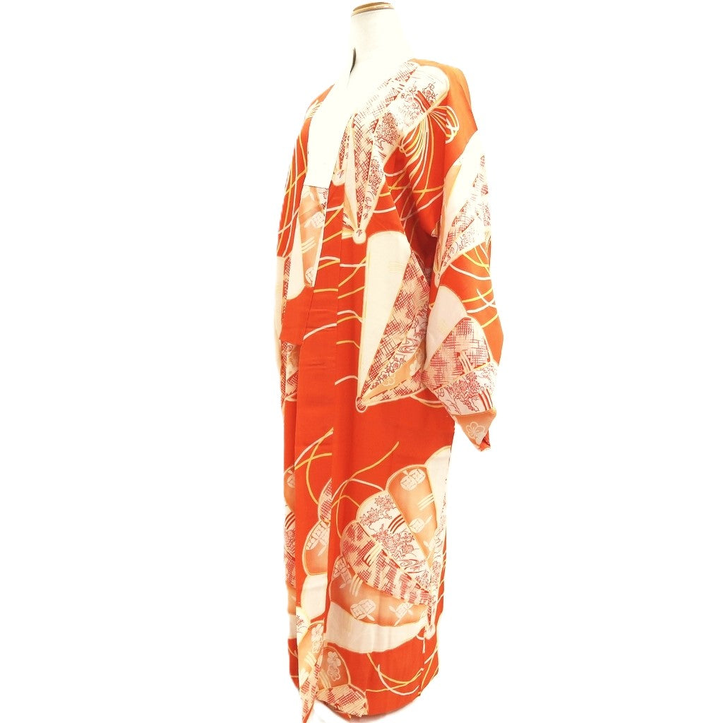 Juban Vintage(1950-1980) Vermillion Folding Fan Silk #10368F4
