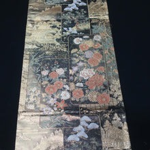 Load image into Gallery viewer, BB10068AE Silk Obi Fabric Zen Temple Gold Green 53.1x10.6in(135x27cm)
