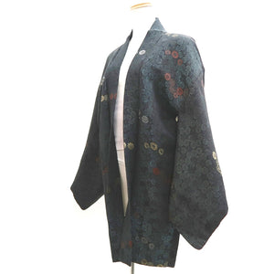 Haori Jacket Vintage(1950-1980) Black Chrysanthemum Silk #10084D1