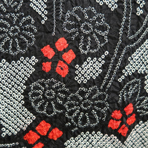 Haori Jacket Vintage(1950-1980) Black Shibori Plum blossom Branch Silk #9840B1