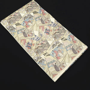 Fukuro Obi White Beige Gold Heian Period Aristocrats Princess Silk BB275V6