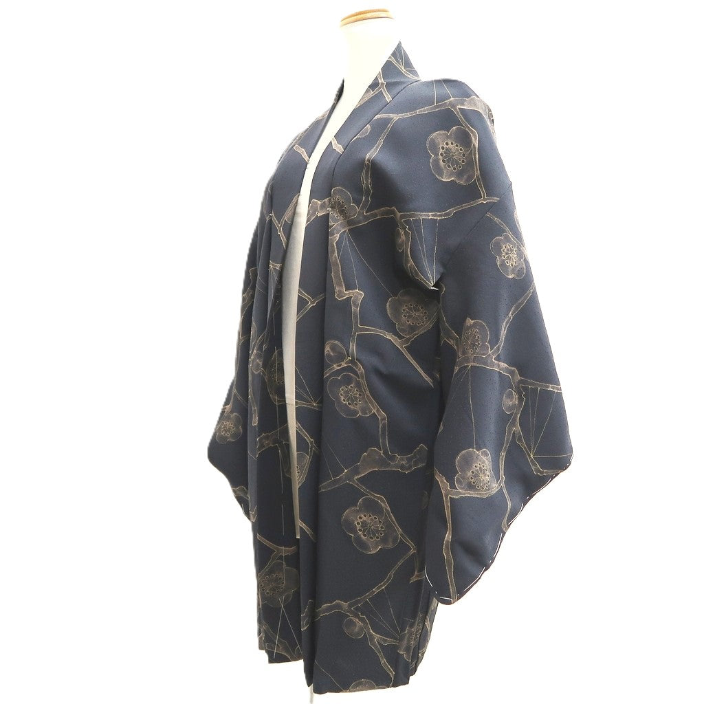 Haori Jacket Vintage(1950-1980) Grayish Black Plum blossom Branch Silk #10575B5