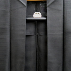 Men's Haori Vintage(1950-1980) Black See-Through Montsuki Silk #10428A3