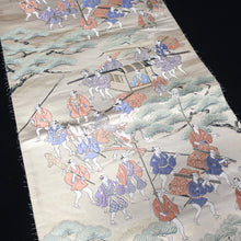 Load image into Gallery viewer, BB10058AD Silk Obi Fabric Samurai Green Beige 51.6x10.6in(131x27cm)

