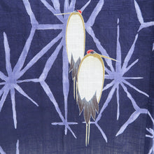 Load image into Gallery viewer, Yukata Navy Crane Birds Cotton #10348F3
