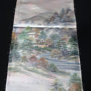 BB10078AF Silk Obi Fabric Landscape Silver 69.7x11.0in(177x28cm)