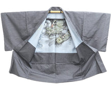 Load image into Gallery viewer, Men's Haori Vintage(1950-1980) Black Gray Dragon Silk #10651C4
