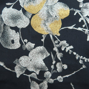 Haori Jacket Vintage(1950-1980) Black Silver Gold Grass Silk #9756A3