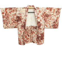 Load image into Gallery viewer, Haori Jacket Vintage(1950-1980) Cream white Reddish Brown Flower Silk #10585C1
