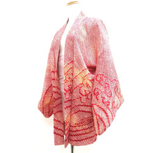 Load image into Gallery viewer, Haori Jacket Vintage(1950-1980) Red Shibori Curling Wave Silk #9854B2
