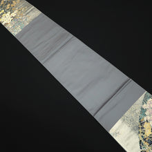 Load image into Gallery viewer, Fukuro Obi Silver Gray Gold Bellflower Kiku Hikihaku Silk BB330V9
