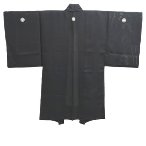 Men's Haori Vintage(1950-1980) Black See-Through Montsuki Silk #10428A3