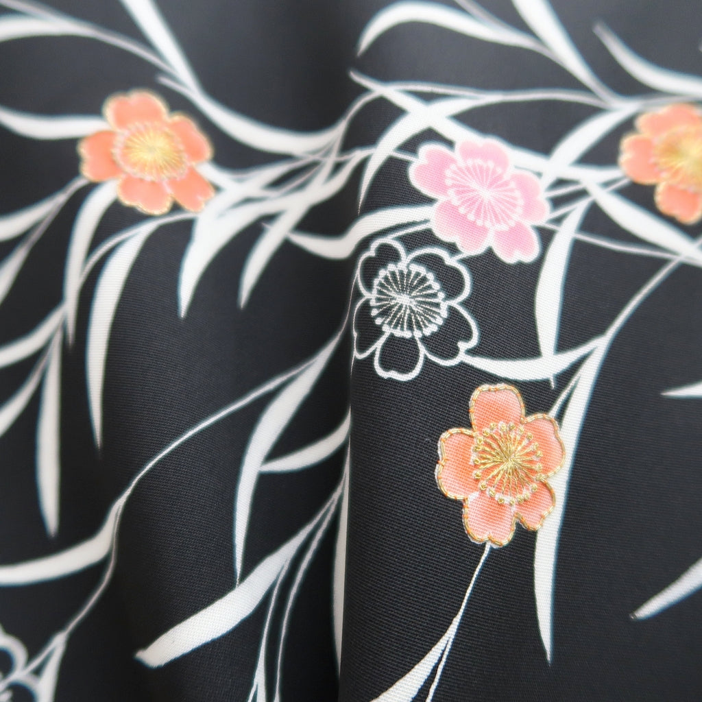 Haori Jacket Vintage(1950-1980) Black Shidare Sakura Silk