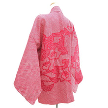 Load image into Gallery viewer, Haori Jacket Vintage(1950-1980) Red Shibori Flower Silk #10595C1
