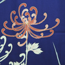Load image into Gallery viewer, Kimono Vintage(1950-1980) Purplish Blue Chrysanthemum Silk #10779D4
