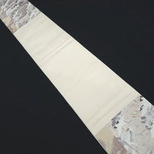 Load image into Gallery viewer, Fukuro Obi White Silver Crane Birds Plum blossom Silk BB264V5
