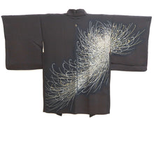 Load image into Gallery viewer, Haori Jacket Vintage(1950-1980) Black Gold Silver Chrysanthemum Silk #10995F4
