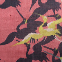 Load image into Gallery viewer, Kimono Vintage(1920-1950) Red Crane Birds Meisen Silk #9672J3
