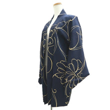 Load image into Gallery viewer, Haori Jacket Navy Floral pattern Silk #10735D3
