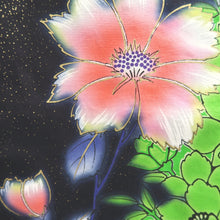 Load image into Gallery viewer, Yukata Black Green Gold Flower Cotton #10749D3
