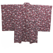 Load image into Gallery viewer, Haori Jacket Vintage(1920-1950) Wine red Meisen Botanical Silk #11004F5
