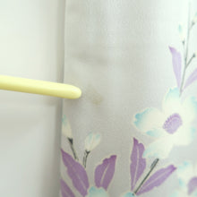 Load image into Gallery viewer, Furisode Blueish Gray Floral pattern Tall Silk #11083A5
