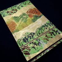 Load image into Gallery viewer, Fukuro Obi Vintage(1950-1980) Gold Brown Green Mountain Silk BB324V9
