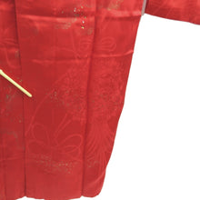 Load image into Gallery viewer, Juban Vintage(1950-1980) Red Gold Crane Birds Silk #10506B1
