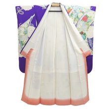 Load image into Gallery viewer, Furisode Purple Crane Birds Tall Silk #10555B4
