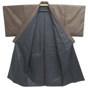 Men's Kimono Vintage(1950-1980) Dark Brown Montsuki Silk #10466A5