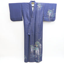 Load image into Gallery viewer, Kimono Blue Gold Hand painted Wisteria Kintoushi Silk #9927B4
