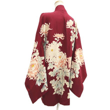 Load image into Gallery viewer, Haori Jacket Vintage(1950-1980) Wine red Chrysanthemum Silk #11015A1
