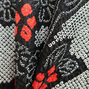 Haori Jacket Vintage(1950-1980) Black Shibori Plum blossom Branch Silk #9840B1