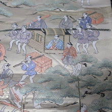 Load image into Gallery viewer, BB10058AD Silk Obi Fabric Samurai Green Beige 51.6x10.6in(131x27cm)
