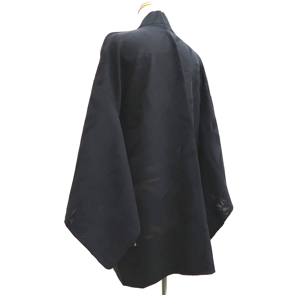 Haori Jacket Vintage(1950-1980) Black See-Through Bamboo leaf Silk
