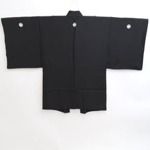 Load image into Gallery viewer, Men's Haori Vintage(1950-1980) Black Montsuki Landscape Wide Silk #10883E4
