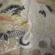 Load image into Gallery viewer, BB10038AC Silk Obi Fabric Vintage(1920-1950) Crane Birds White Green 72.0x11.4in(183x29cm)
