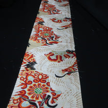 Load image into Gallery viewer, BB10108AG Silk Obi Fabric Vintage(Pre-1920) Crane Birds White 76.8x11.0in(195x28cm)
