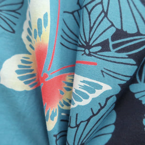 Yukata Vintage(1950-1980) Light Blue Butterfly Cotton #10477A5