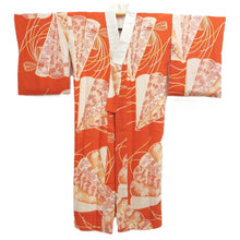 Load image into Gallery viewer, Juban Vintage(1950-1980) Vermillion Folding Fan Silk #10368F4
