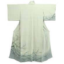 Load image into Gallery viewer, Kimono Light Gray Plum blossom Branch Silk #10535B3
