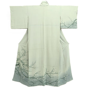 Kimono Light Gray Plum blossom Branch Silk #10535B3