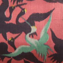 Load image into Gallery viewer, Kimono Vintage(1920-1950) Red Crane Birds Meisen Silk #9672J3
