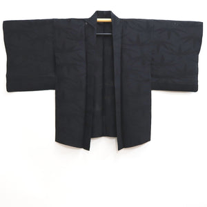 Haori Jacket Vintage(1950-1980) Black See-Through Bamboo leaf Silk #10039C5