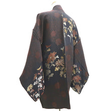 Load image into Gallery viewer, Haori Jacket Vintage(1950-1980) Black Gold Silver Chrysanthemum Silk #10054C5
